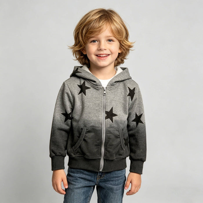 Gray Ombré Star Zip Hoodie Set