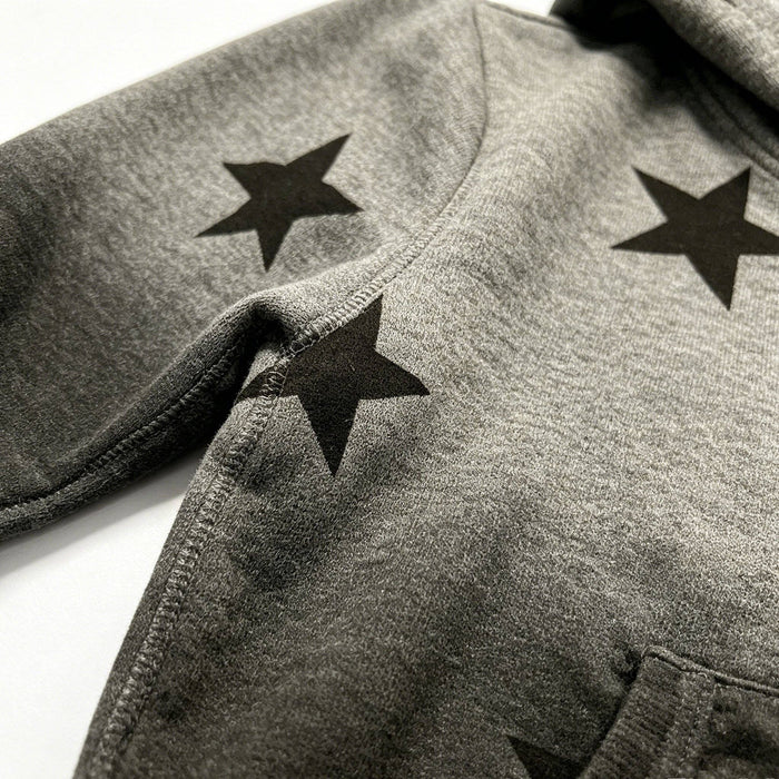 Gray Ombré Star Zip Hoodie Set