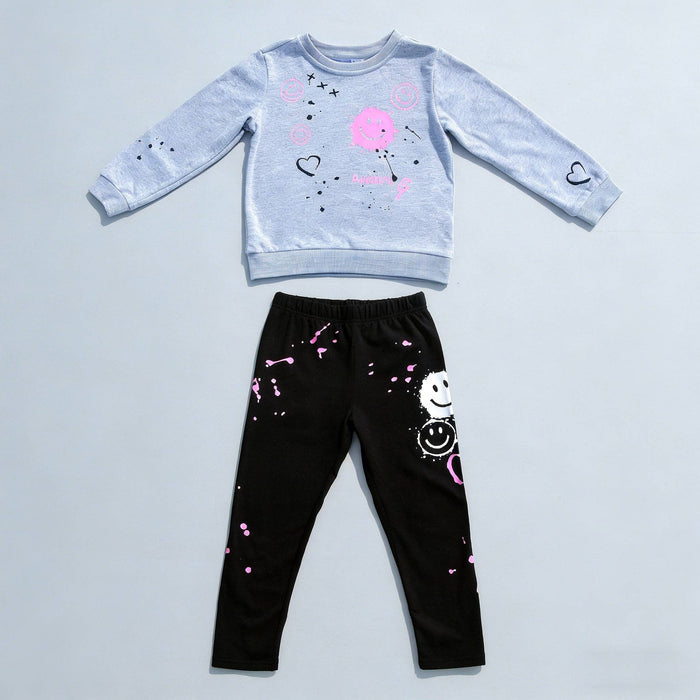 Gray Smiley Sweatshirt + Legging Set (Infant)