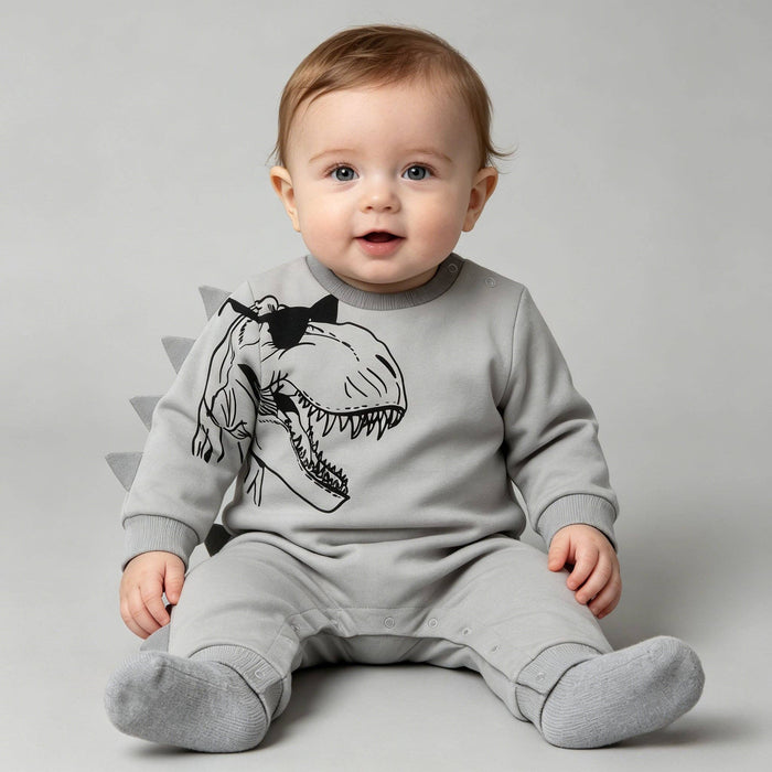 Grey 3D T-Rex Romper