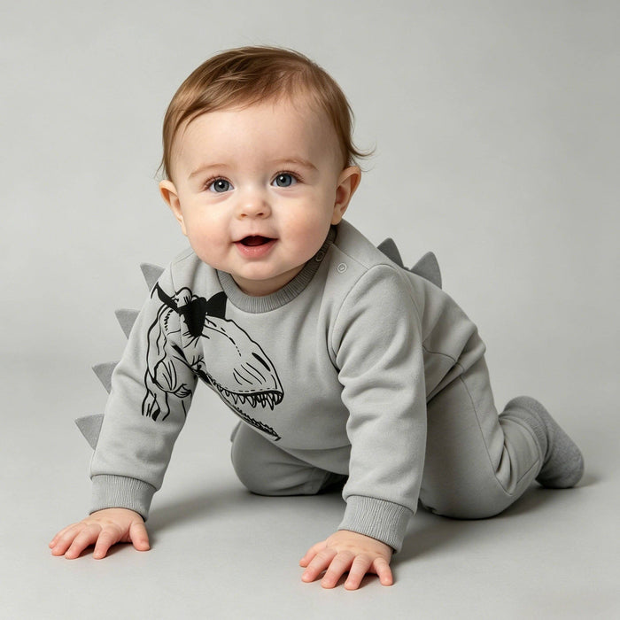 Grey 3D T-Rex Romper