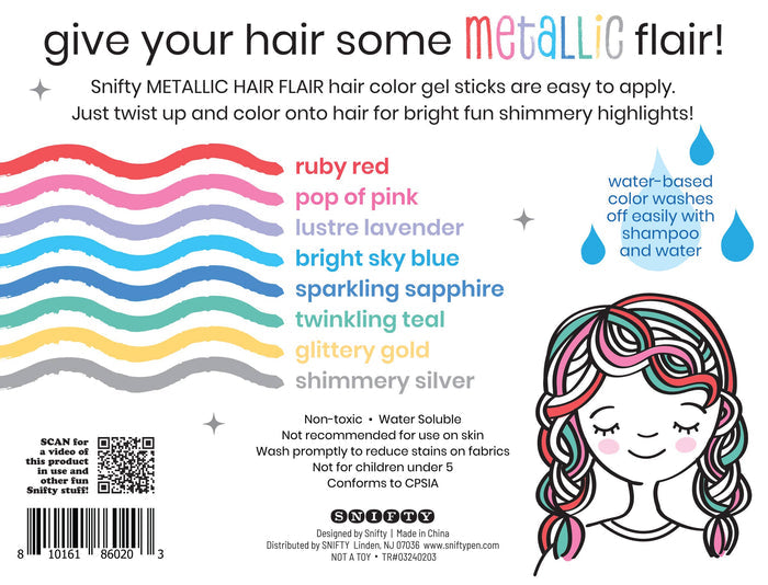 Hair Flair Metallic Shimmer Hair Color Gel Sticks Set