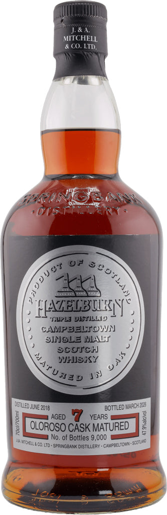 Hazelburn 7 Year Old Single Malt Scotch Whiskey Oloroso Cask 700ml