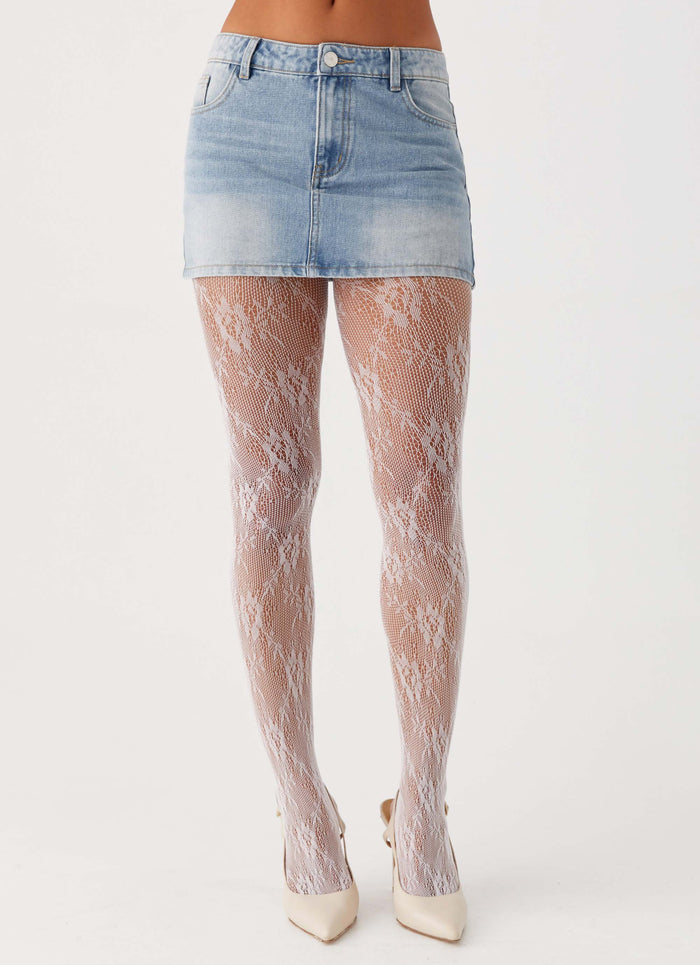Honor Lace Stockings - White