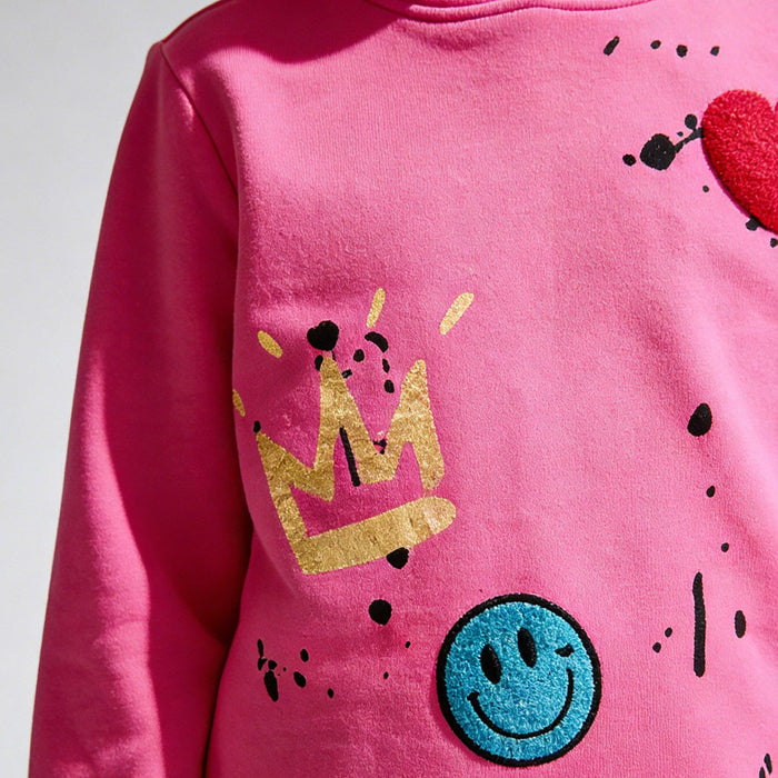 Hot Pink Patch Hoodie + Jogger Set