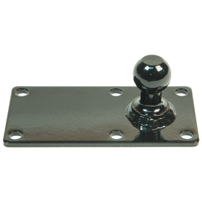 Black Steel Sway Control Ball 34842 on Mounting Plate - Angled View | United RV Parts