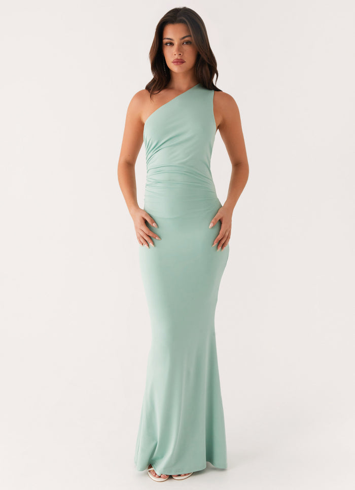 Imagine This One Shoulder Maxi Dress - Mint
