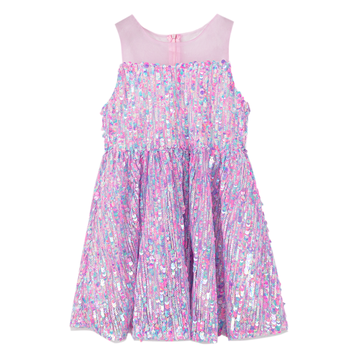 Iridescent Sequin Illusion Sleeveless Dress