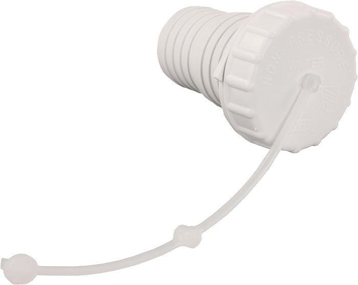 Polar White JR Products 224PW-A Gravity Water Fill Cap with Tethered Strap - Front Angle | United RV Parts