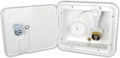 Polar White JR Products RV City Water Hatch K7112-6-A Open View Showing Key Lock and Brass Inlet | United RV Parts