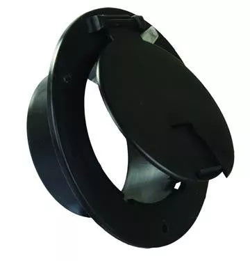 Black Plastic RV Electrical Cable Hatch Open Lid - Angled View | United RV Parts