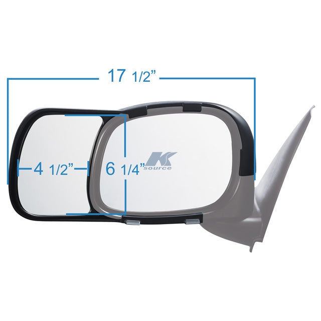 K-Source 80700 Towing Mirror Dimensions 17.5 x 6.25 x 4.5 Inch - Front View | United RV Parts