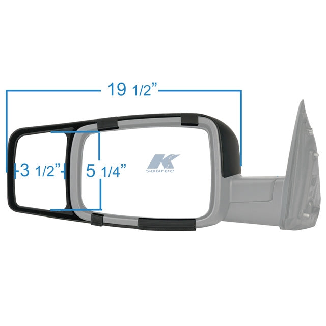 K-Source 80710 Ram Tow Mirror Dimensions 19.5 x 5.25 x 3.5 Inch - Size Chart | United RV Parts