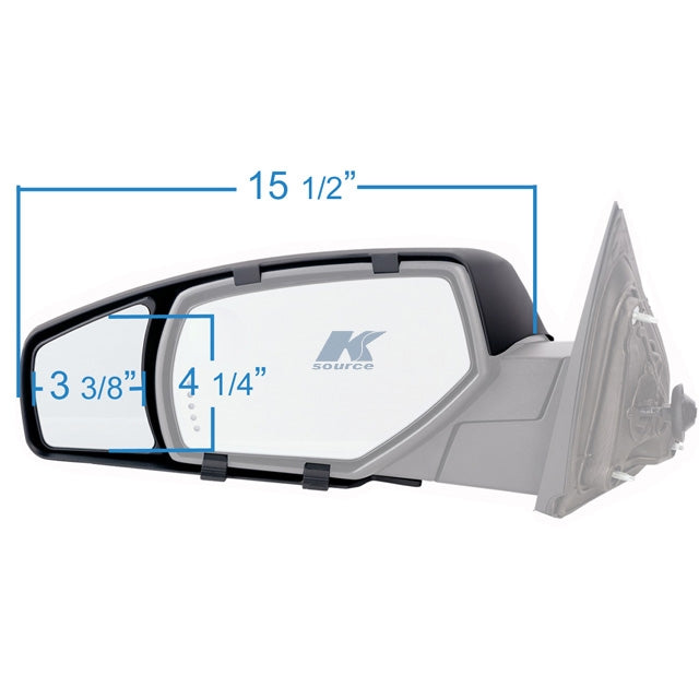 K-Source 80910 Towing Mirror Dimensions: 15.5" wide, 4.25" x 3.375" glass - Side View | United RV Parts