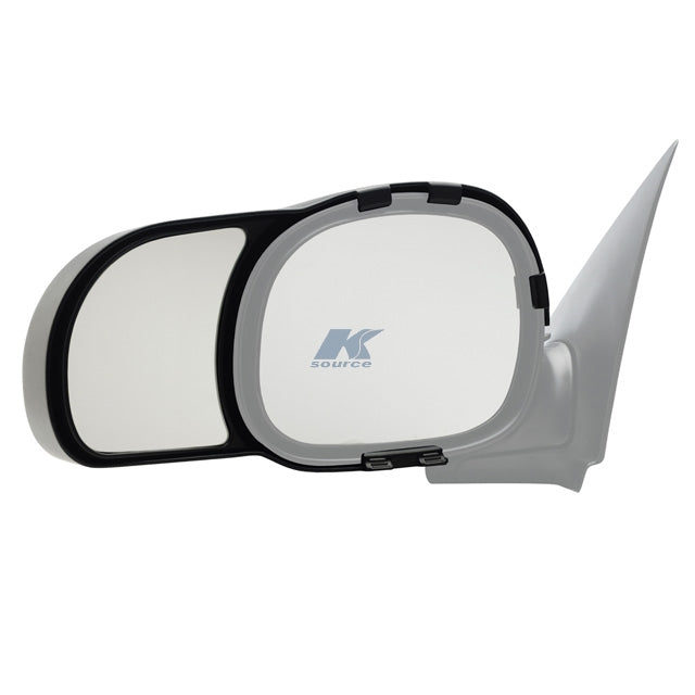 K-Source 81600 Silver Snap-On Towing Mirror - Front View showing dual mirror glass | United RV Parts