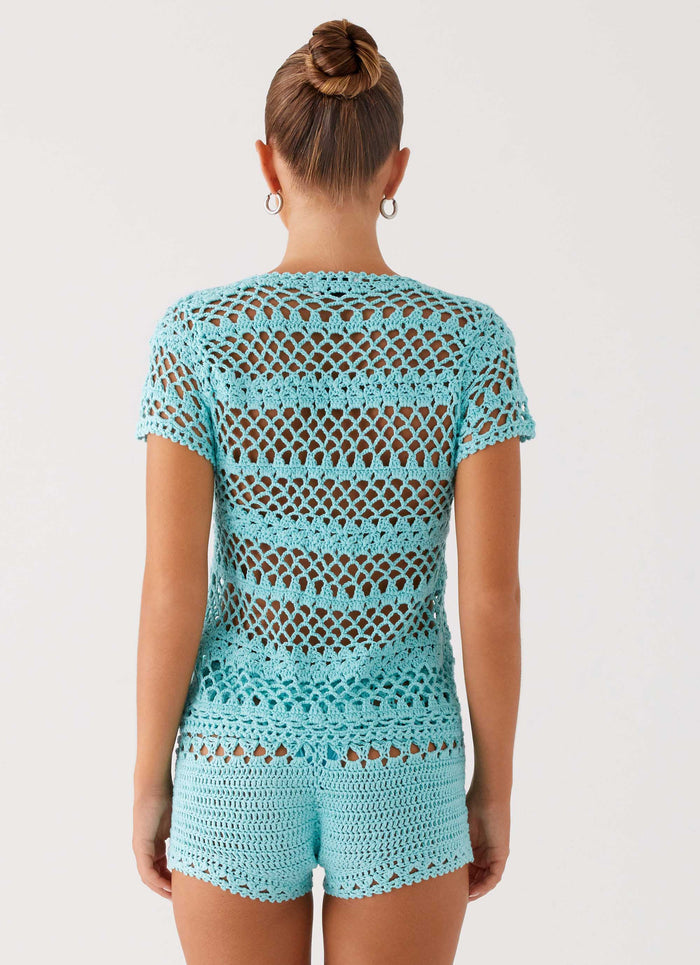 Kristelle Crochet Shorts Turquoise 5 Peppermayo