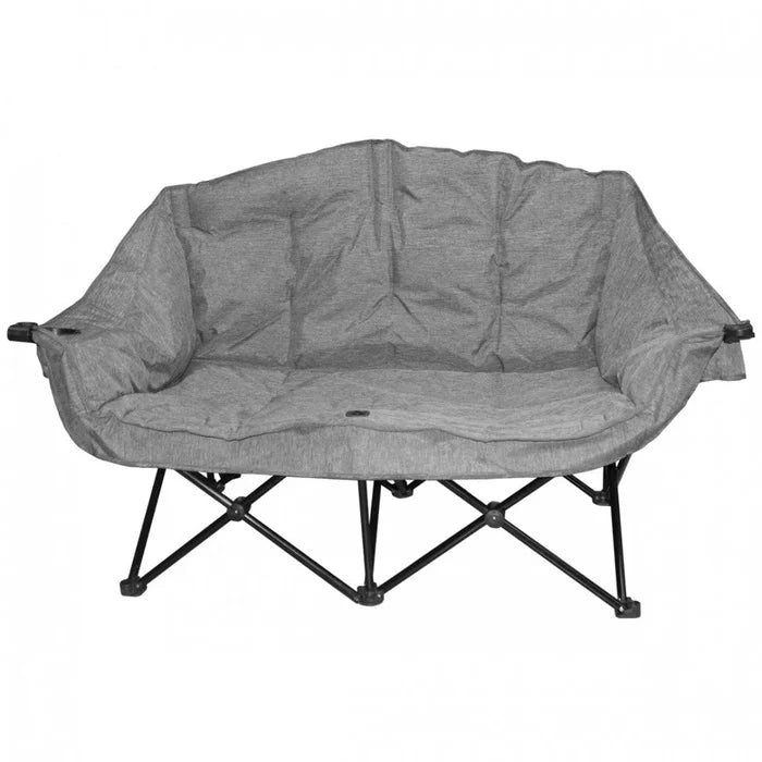 Heather Grey KUMA Bear Buddy Double Chair Folding Camp Loveseat - Front View | United RV Parts