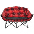 Red Plaid KUMA Bear Buddy Double Chair Folding Camp Loveseat - Front View | United RV Parts