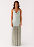Kylie Maxi Dress Sage 1 Peppermayo