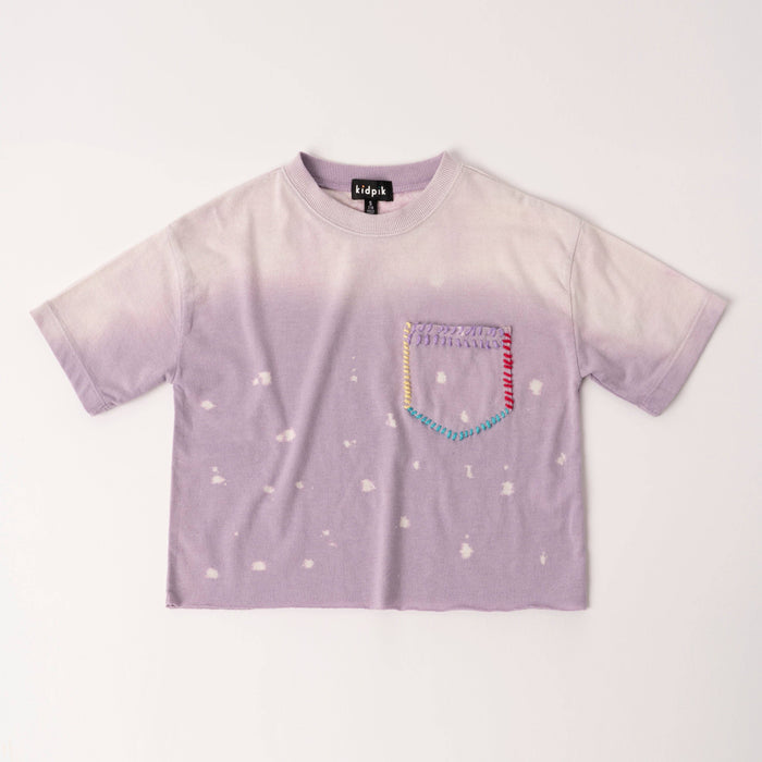 Lavender Dip Dye Stitch Pocket Tee