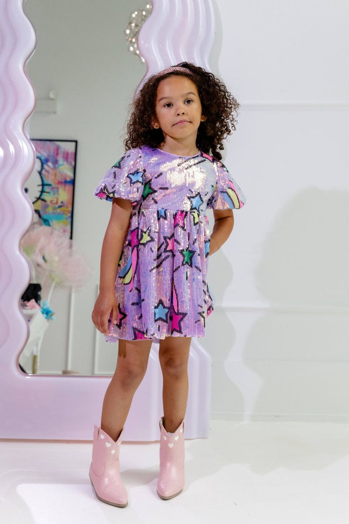 Lavender Shooting Star Sequin Dress