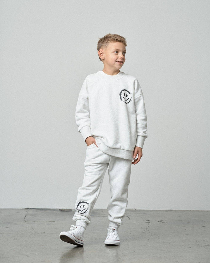 Light Heather Grey Happy Day Baby Sweatpants