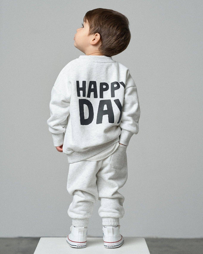 Light Heather Grey Happy Day Baby Sweatpants