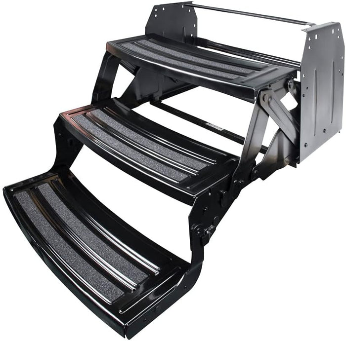 Black Metal Lippert 24 Inch Triple Radius RV Step - Angle View | United RV Parts