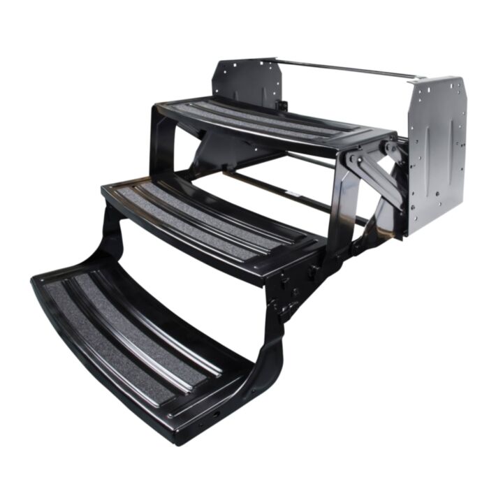 Black Steel Lippert 24 Triple Radius RV Step 432690 - Side View | United RV Parts