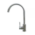Stainless Steel Lippert Curved Gooseneck Single Hole RV Kitchen Faucet 719324 - Front View | United RV Parts