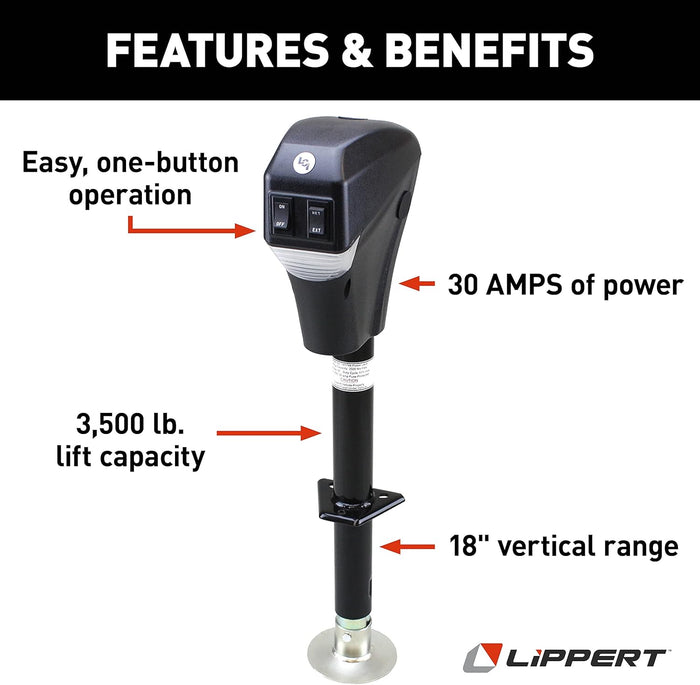 Lippert 285318 3500lb Electric Tongue Jack Features - Detail View | United RV Parts