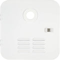 White Girard RV Water Heater Door with Vent Louvers and Latch - Front View | United RV Parts