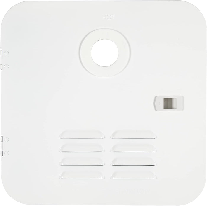 White Girard RV Water Heater Door with Vent Louvers and Latch - Front View | United RV Parts