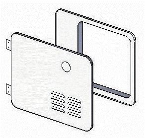White Lippert Girard RV Water Heater Replacement Door - 3D Exploded View | United RV Parts