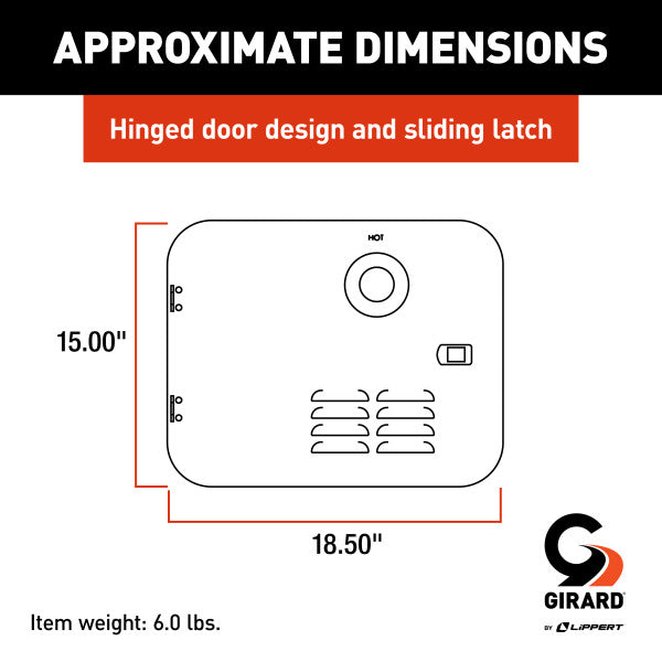 Girard Atwood Water Heater Door Dimensions Diagram - Features | United RV Parts