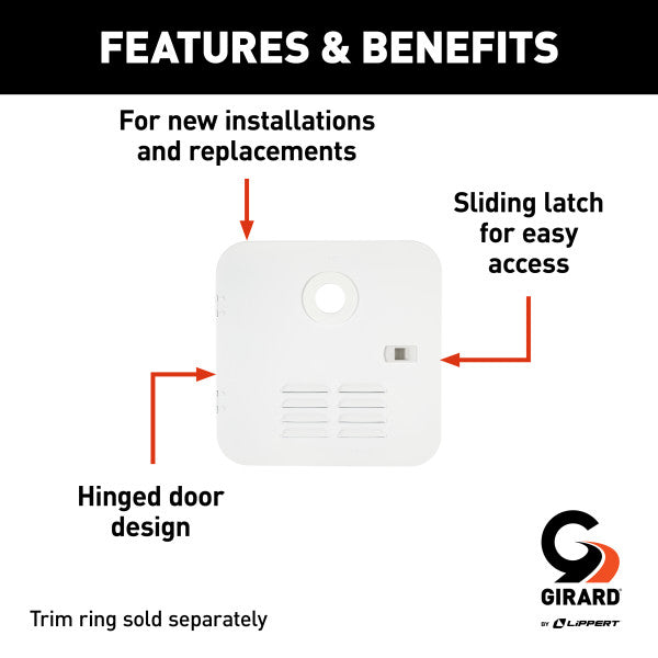 White Suburban Water Heater Door Features - Labeled Diagram | United RV Parts