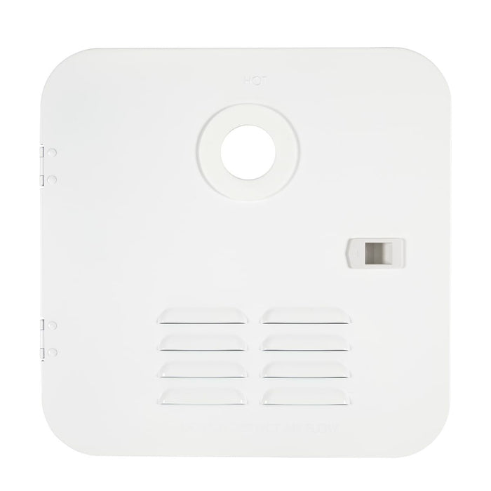 White Girard RV Water Heater Access Door 2GWHDAS10 - Front View with Vent and Latch | United RV Parts
