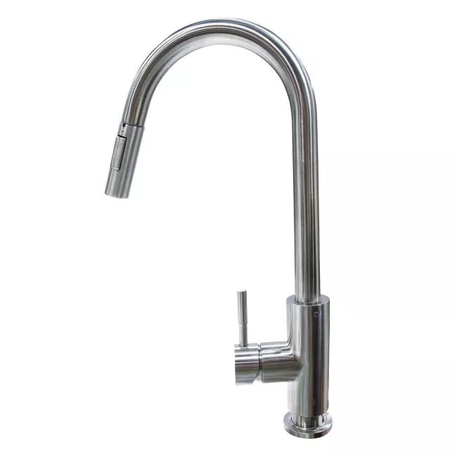 Stainless Steel Lippert Pull-Down Single Hole Bullet Faucet 719333 - Side View | United RV Parts