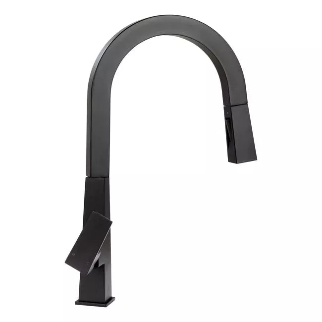 Black Matte Lippert Pull-Down Single Hole Faucet Gooseneck - Side View | United RV Parts
