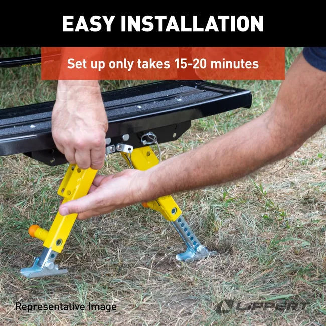 Hands Installing Yellow Step Stabilizer Kit - Easy Installation Detail | United RV Parts