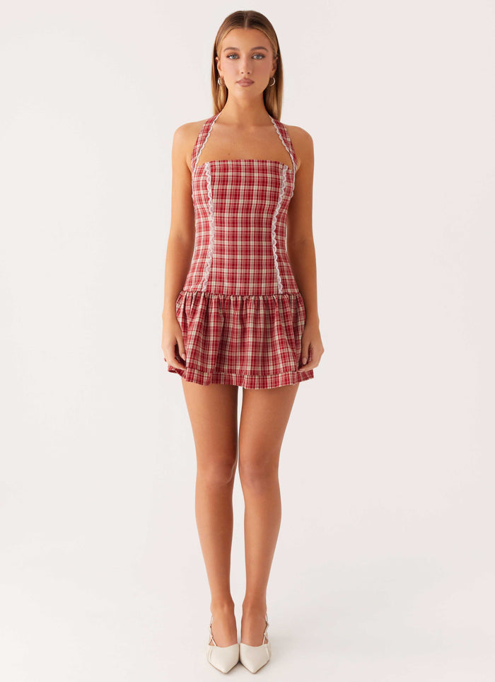 Lotus Dream Mini Dress - Ruby Check