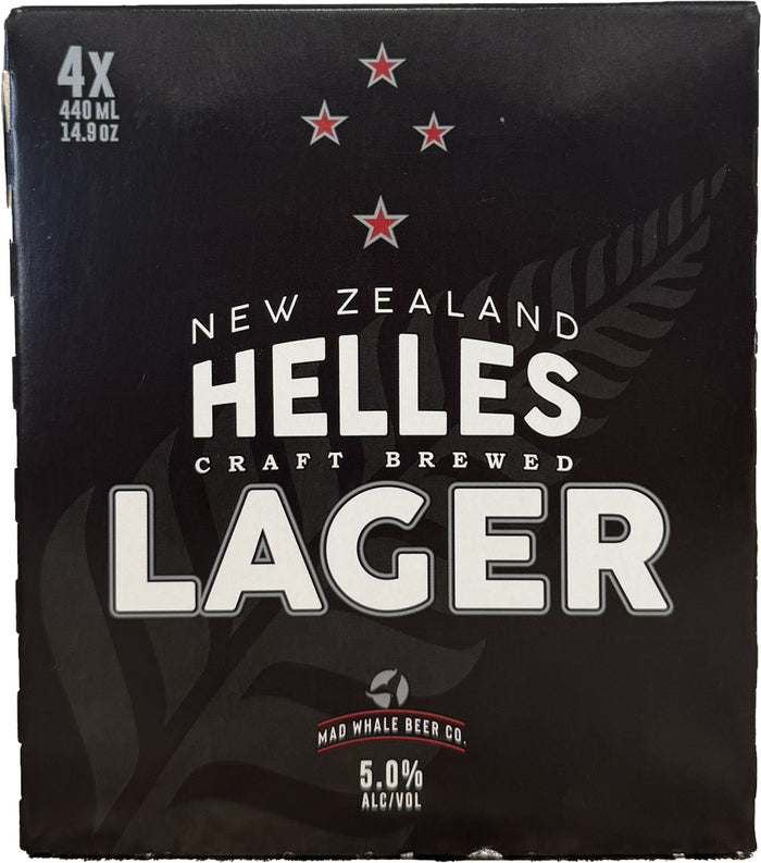Mad Whale Beer New Zealand Helles Lager 16oz 4pk Can