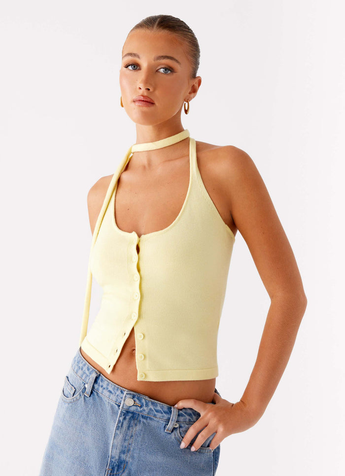 Madden Knit Scarf Top Yellow 4 Peppermayo