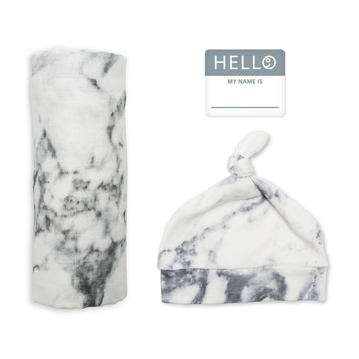 Marble Hat & Swaddle Set