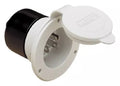 White Marinco 150BBIW.RV 15A 125V RV Inlet with Weatherproof Cover - Angled View | United RV Parts