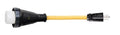 Yellow Marinco 1550PA-B 15A Male to 50A Female Locking Pigtail Adapter 12" - Side View | United RV Parts