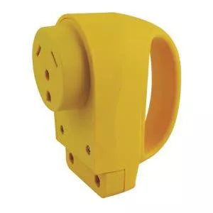 Yellow Marinco 30A Female Replacement Connector End 30FCRV - Front Angle | United RV Parts