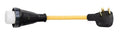 Yellow Marinco 30A Male to 50A Female RV Adapter Cord 3050PA-B - Side View | United RV Parts