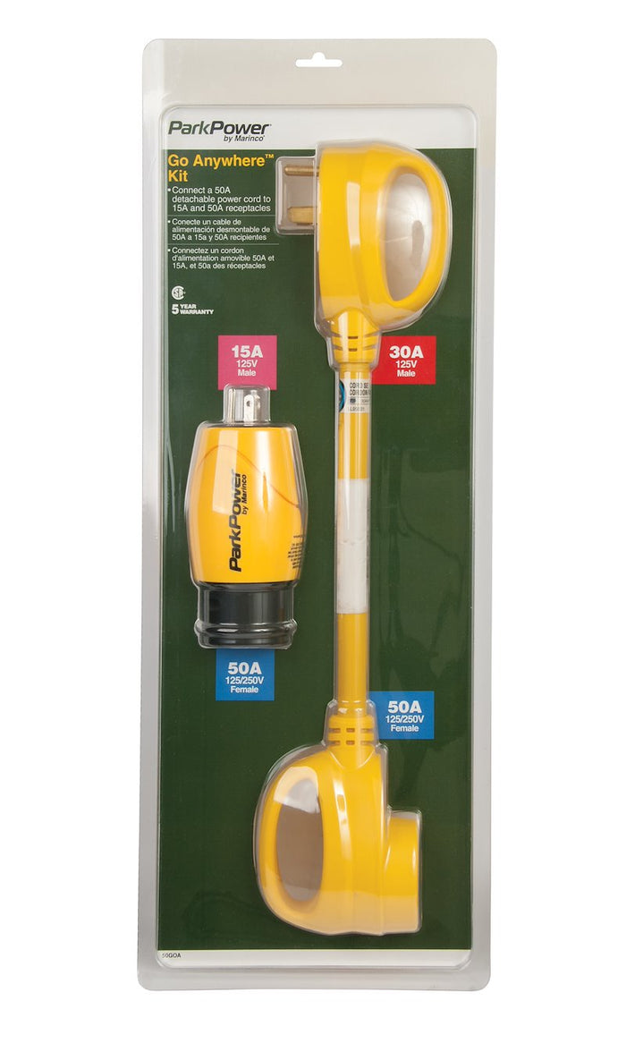 Marinco ParkPower 50GOA Go Anywhere Kit in Retail Packaging - 50A RV Electrical Adapter Set | United RV Parts