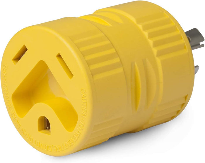 Yellow Marinco 20 Amp RV Generator Adapter - Female Receptacle End Detail | United RV Parts